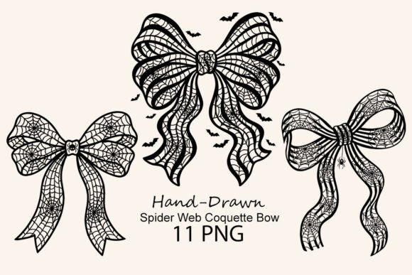 Download Hand-Drawn Spider Web Coquette Bow Png - Spider Collection