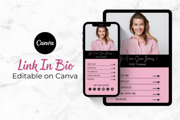 Download Link in Bio Editable Canva Template - Editable canva template Collection