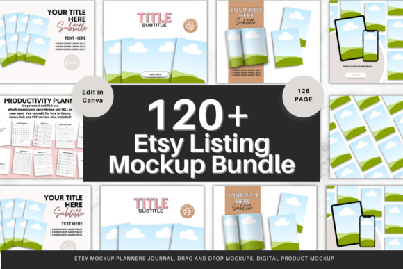 Download 120+ Etsy Listing Mockup Bundle in Canva - Etsy listing Collection