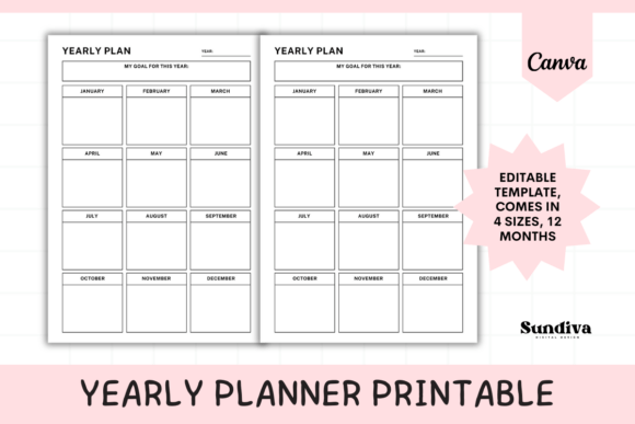 Download Yearly Planner Editable Canva Template - Editable canva template Collection
