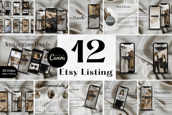 Download 12-Page Etsy Listing Canva Template V.1 - Etsy listing Collection