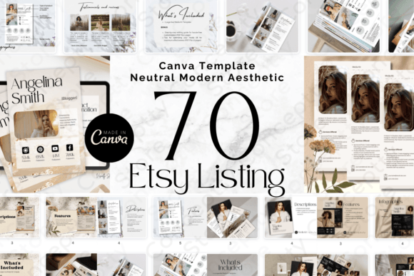 Download 70-Page Etsy Listing Canva Template - Etsy listing Collection